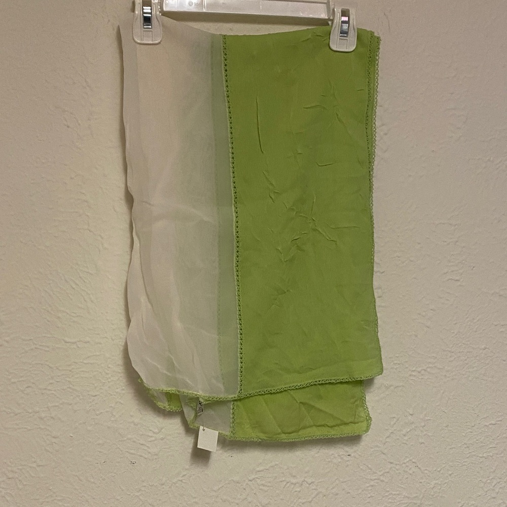 Green and White Sheer Scarf